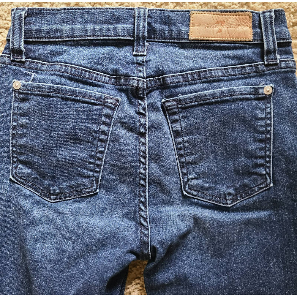 7 FOR ALL MANKIND Luxe Vintage The Ankle Skinny Raw Hem Jeans Indigo Women's 24‎ - Picture 5 of 14